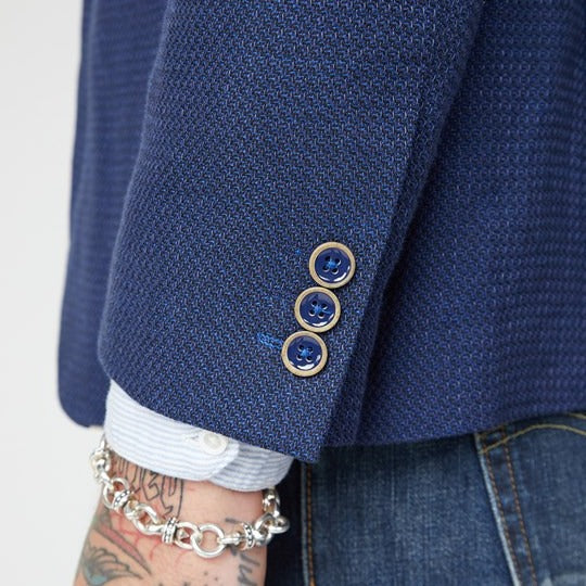 Gibson Hallfield Blue Textured Jacket - Image 5