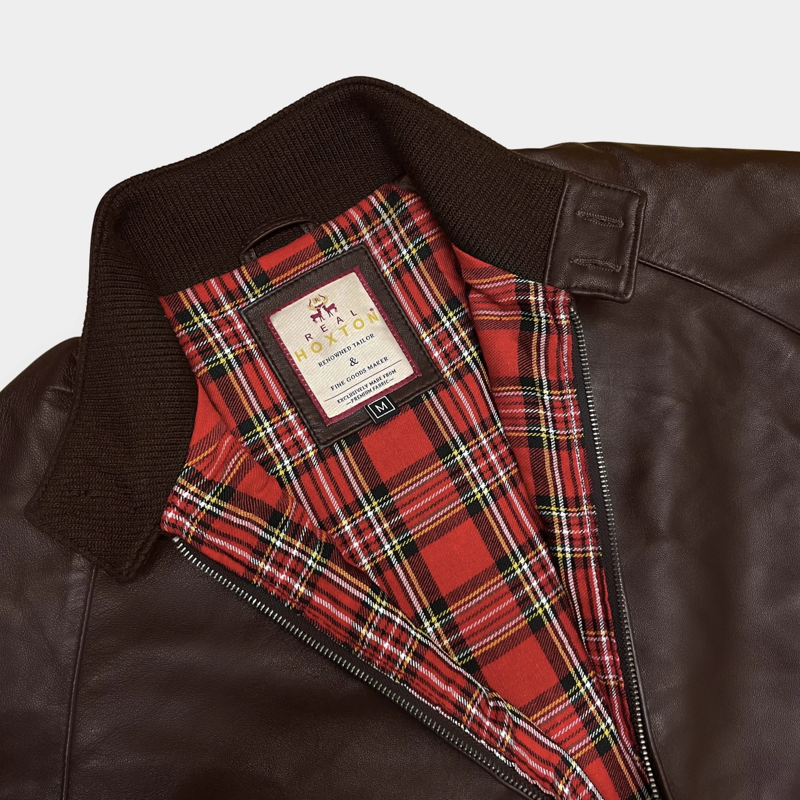 Real Hoxton Brown Leather Harrington - Image 7